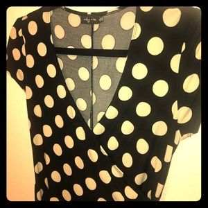 Retro beige and black polka dot dress